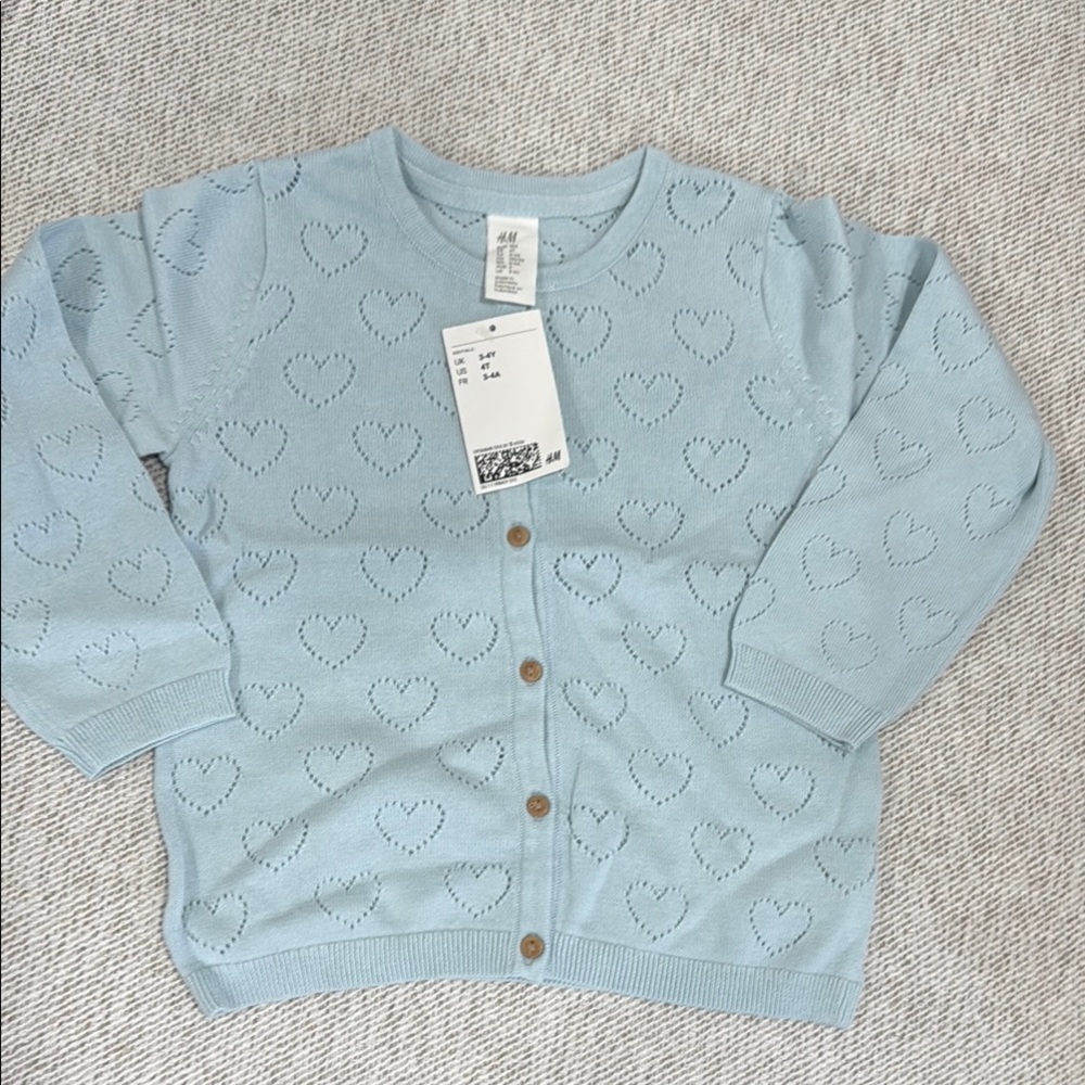 H&M Sky Blue Heart Knit Cardigan